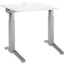 Schäfer Shop Genius Schreibtisch ERGOSTYLE S, manuell höhenverstellbar, Rechteck, C-Fuß, B 800 x T 800 x H 675-895 mm, weiß/weißaluminium