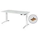 Schäfer Shop Genius Schreibtisch ERGOSTYLE S, Rechteck, 2-stufig elektrisch höhenverstellbar, C-Fuß, B 1600 x T 800 x H 635-1305 mm, inkl. Memory Master + Schublade, lichtgrau/weiß