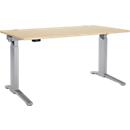 Schäfer Shop Genius Schreibtisch ERGOSTYLE S, Rechteck, elektrisch höhenverstellbar, einstufig, C-Fuß, B 1600 x T 800 x H 715-1182 mm, inkl. Memory Master, Ahorn/weißaluminium