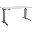 Schäfer Shop Genius Schreibtisch ERGOSTYLE S, Rechteck, elektrisch höhenverstellbar, einstufig, C-Fuß, B 1600 x T 800 x H 715-1182 mm, inkl. Memory Master, lichtgrau/anthrazit