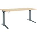 Schäfer Shop Genius Schreibtisch ERGOSTYLE S, Rechteck, elektrisch höhenverstellbar, einstufig, C-Fuß, B 1800 x T 800 x H 715-1182 mm, inkl. Memory Master, Ahorn/anthrazit