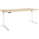 Schäfer Shop Genius Schreibtisch ERGOSTYLE S, Rechteck, elektrisch höhenverstellbar, einstufig, C-Fuß, B 1800 x T 800 x H 715-1182 mm, inkl. Memory Master, Ahorn/weiß