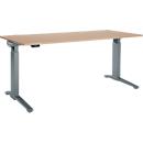 Schäfer Shop Genius Schreibtisch ERGOSTYLE S, Rechteck, elektrisch höhenverstellbar, einstufig, C-Fuß, B 1800 x T 800 x H 715-1182 mm, inkl. Memory Master, Eiche/anthrazit