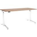 Schäfer Shop Genius Schreibtisch ERGOSTYLE S, Rechteck, elektrisch höhenverstellbar, einstufig, C-Fuß, B 1800 x T 800 x H 715-1182 mm, inkl. Memory Master, Eiche/weiß