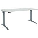 Schäfer Shop Genius Schreibtisch ERGOSTYLE S, Rechteck, elektrisch höhenverstellbar, einstufig, C-Fuß, B 1800 x T 800 x H 715-1182 mm, inkl. Memory Master, lichtgrau/anthrazit