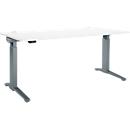 Schäfer Shop Genius Schreibtisch ERGOSTYLE S, Rechteck, elektrisch höhenverstellbar, einstufig, C-Fuß, B 1800 x T 800 x H 715-1182 mm, inkl. Memory Master, weiß/anthrazit
