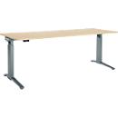 Schäfer Shop Genius Schreibtisch ERGOSTYLE S, Rechteck, elektrisch höhenverstellbar, einstufig, C-Fuß, B 2000 x T 800 x H 715-1182 mm, inkl. Memory Master, Ahorn/anthrazit