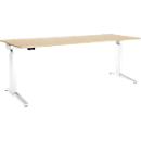 Schäfer Shop Genius Schreibtisch ERGOSTYLE S, Rechteck, elektrisch höhenverstellbar, einstufig, C-Fuß, B 2000 x T 800 x H 715-1182 mm, inkl. Memory Master, Ahorn/weiß
