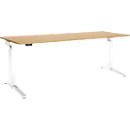 Schäfer Shop Genius Schreibtisch ERGOSTYLE S, Rechteck, elektrisch höhenverstellbar, einstufig, C-Fuß, B 2000 x T 800 x H 715-1182 mm, inkl. Memory Master, Buche/weiß