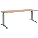 Schäfer Shop Genius Schreibtisch ERGOSTYLE S, Rechteck, elektrisch höhenverstellbar, einstufig, C-Fuß, B 2000 x T 800 x H 715-1182 mm, inkl. Memory Master, Eiche/anthrazit