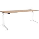 Schäfer Shop Genius Schreibtisch ERGOSTYLE S, Rechteck, elektrisch höhenverstellbar, einstufig, C-Fuß, B 2000 x T 800 x H 715-1182 mm, inkl. Memory Master, Eiche/weiß