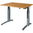 Schäfer Shop Genius Schreibtisch ERGOSTYLE S, Rechteck, elektrisch höhenverstellbar, zweistufig, C-Fuß, B 1200 x T 800 x H 635-1305 mm, inkl. Memory Master, Buche/anthrazit