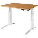 Schäfer Shop Genius Schreibtisch ERGOSTYLE S, Rechteck, elektrisch höhenverstellbar, zweistufig, C-Fuß, B 1200 x T 800 x H 635-1305 mm, inkl. Memory Master, Buche/weiß