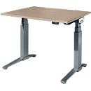 Schäfer Shop Genius Schreibtisch ERGOSTYLE S, Rechteck, elektrisch höhenverstellbar, zweistufig, C-Fuß, B 1200 x T 800 x H 635-1305 mm, inkl. Memory Master, Eiche/anthrazit