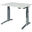 Schäfer Shop Genius Schreibtisch ERGOSTYLE S, Rechteck, elektrisch höhenverstellbar, zweistufig, C-Fuß, B 1200 x T 800 x H 635-1305 mm, inkl. Memory Master, lichtgrau/anthrazit
