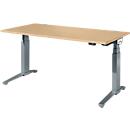 Schäfer Shop Genius Schreibtisch ERGOSTYLE S, Rechteck, elektrisch höhenverstellbar, zweistufig, C-Fuß, B 1600 x T 800 x H 635-1305 mm, inkl. Memory Master, Ahorn/anthrazit