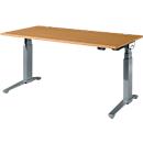 Schäfer Shop Genius Schreibtisch ERGOSTYLE S, Rechteck, elektrisch höhenverstellbar, zweistufig, C-Fuß, B 1600 x T 800 x H 635-1305 mm, inkl. Memory Master, Buche/anthrazit