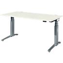 Schäfer Shop Genius Schreibtisch ERGOSTYLE S, Rechteck, elektrisch höhenverstellbar, zweistufig, C-Fuß, B 1600 x T 800 x H 635-1305 mm, inkl. Memory Master, weiß/anthrazit