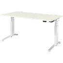 Schäfer Shop Genius Schreibtisch ERGOSTYLE S, Rechteck, elektrisch höhenverstellbar, zweistufig, C-Fuß, B 1600 x T 800 x H 635-1305 mm, inkl. Memory Master, weiß/weiß