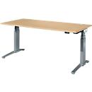 Schäfer Shop Genius Schreibtisch ERGOSTYLE S, Rechteck, elektrisch höhenverstellbar, zweistufig, C-Fuß, B 1800 x T 800 x H 635-1305 mm, inkl. Memory Master, Ahorn/anthrazit