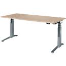 Schäfer Shop Genius Schreibtisch ERGOSTYLE S, Rechteck, elektrisch höhenverstellbar, zweistufig, C-Fuß, B 1800 x T 800 x H 635-1305 mm, inkl. Memory Master, Eiche/anthrazit