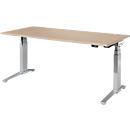Schäfer Shop Genius Schreibtisch ERGOSTYLE S, Rechteck, elektrisch höhenverstellbar, zweistufig, C-Fuß, B 1800 x T 800 x H 635-1305 mm, inkl. Memory Master, Eiche/weißaluminium