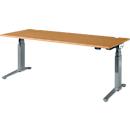 Schäfer Shop Genius Schreibtisch ERGOSTYLE S, Rechteck, elektrisch höhenverstellbar, zweistufig, C-Fuß, B 2000 x T 800 x H 635-1305 mm, inkl. Memory Master, Buche/anthrazit