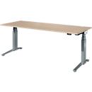 Schäfer Shop Genius Schreibtisch ERGOSTYLE S, Rechteck, elektrisch höhenverstellbar, zweistufig, C-Fuß, B 2000 x T 800 x H 635-1305 mm, inkl. Memory Master, Eiche/anthrazit