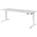 Schäfer Shop Genius Schreibtisch ERGOSTYLE S, Rechteck, elektrisch höhenverstellbar, zweistufig, C-Fuß, B 2000 x T 800 x H 635-1305 mm, inkl. Memory Master, lichtgrau/weiß