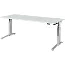 Schäfer Shop Genius Schreibtisch ERGOSTYLE S, Rechteck, elektrisch höhenverstellbar, zweistufig, C-Fuß, B 2000 x T 800 x H 635-1305 mm, inkl. Memory Master, lichtgrau/weißaluminium