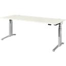 Schäfer Shop Genius Schreibtisch ERGOSTYLE S, Rechteck, elektrisch höhenverstellbar, zweistufig, C-Fuß, B 2000 x T 800 x H 635-1305 mm, inkl. Memory Master, weiß/weißaluminium