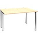 Schäfer Shop Genius Schreibtisch MODENA FLEX, 4-Fuß-Quadratrohr, verkürzte Seitenteile, B 1200 mm, ahorn