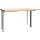 Schäfer Shop Genius Schreibtisch MODENA FLEX, 4-Fuß-Quadratrohr, verkürzte Seitenteile, B 1200 mm, ahorn