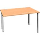 Schäfer Shop Genius Schreibtisch MODENA FLEX, 4-Fuß-Quadratrohr, verkürzte Seitenteile, B 1200 mm, buche