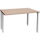 Schäfer Shop Genius Schreibtisch MODENA FLEX, 4-Fuß-Quadratrohr, verkürzte Seitenteile, B 1200 mm, Eiche-Dekor