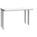 Schäfer Shop Genius Schreibtisch MODENA FLEX, 4-Fuß-Quadratrohr, verkürzte Seitenteile, B 1200 mm, weiß