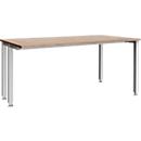 Schäfer Shop Genius Schreibtisch MODENA FLEX, 4-Fuß-Quadratrohr, verkürzte Seitenteile, B 1600 mm, Eiche-Dekor