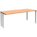 Schäfer Shop Genius Schreibtisch MODENA FLEX, 4-Fuß-Quadratrohr, verkürzte Seitenteile, B 1800 mm, buche