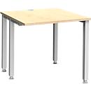 Schäfer Shop Genius Schreibtisch MODENA FLEX, 4-Fuß-Quadratrohr, verkürzte Seitenteile, B 800 mm, ahorn