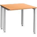 Schäfer Shop Genius Schreibtisch MODENA FLEX, 4-Fuß-Quadratrohr, verkürzte Seitenteile, B 800 mm, buche