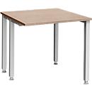 Schäfer Shop Genius Schreibtisch MODENA FLEX, 4-Fuß-Quadratrohr, verkürzte Seitenteile, B 800 mm, Eiche-Dekor