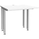 Schäfer Shop Genius Schreibtisch MODENA FLEX, 4-Fuß-Quadratrohr, verkürzte Seitenteile, B 800 mm, weiß