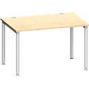 Schäfer Shop Genius Schreibtisch MODENA FLEX, 4-Fuß-Rundrohr, B 1200 x T 800 mm, Ahorn/weißalu 