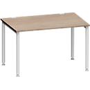 Schäfer Shop Genius Schreibtisch MODENA FLEX, 4-Fuß-Rundrohr, B 1200 x T 800 mm, Eiche/weißalu