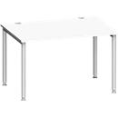 Schäfer Shop Genius Schreibtisch MODENA FLEX, 4-Fuß-Rundrohr, B 1200 x T 800 mm, weiß/weißalu 