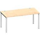 Schäfer Shop Genius Schreibtisch MODENA FLEX, 4-Fuß-Rundrohr, B 1600 x T 800 mm, Ahorn/weißalu 