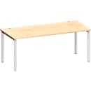 Schäfer Shop Genius Schreibtisch MODENA FLEX, 4-Fuß-Rundrohr, B 1800 x T 800 mm, Ahorn/weißalu 