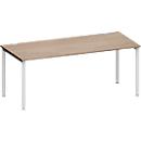 Schäfer Shop Genius Schreibtisch MODENA FLEX, 4-Fuß-Rundrohr, B 1800 x T 800 mm, Eiche/weißalu