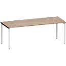 Schäfer Shop Genius Schreibtisch MODENA FLEX, 4-Fuß-Rundrohr, B 2000 x T 1000 mm, Eiche/weißalu