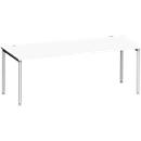 Schäfer Shop Genius Schreibtisch MODENA FLEX, 4-Fuß-Rundrohr, B 2000 x T 1000 mm, weiß/weißalu 